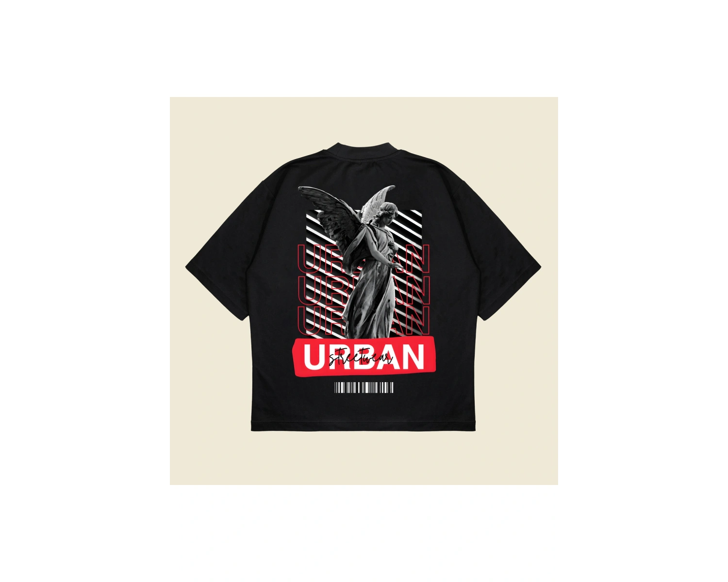 Urban Baskılı Oversize Unisex Pamuklu Nefes Alan Kalın Kumaşlı