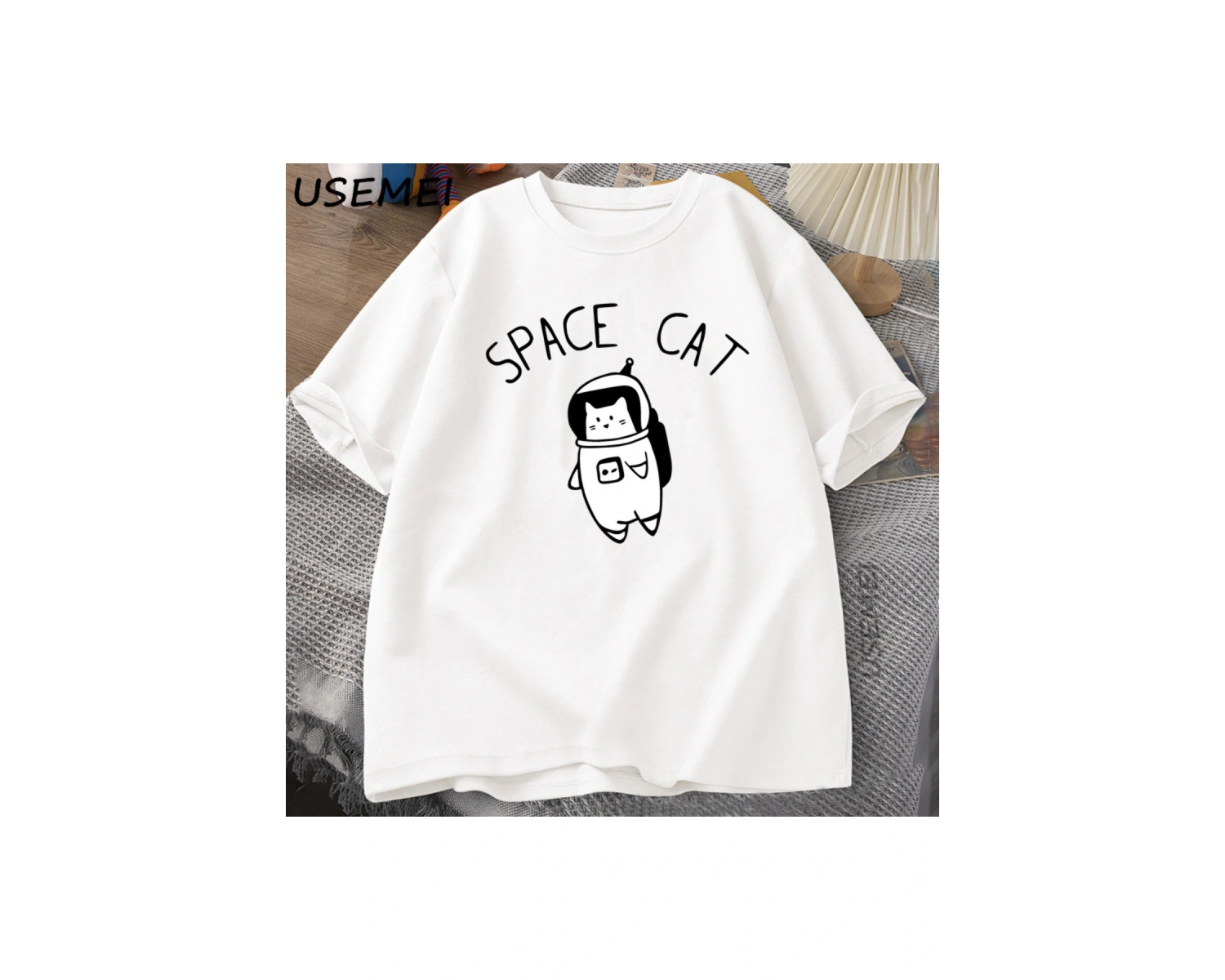 Uzay Kedi Tshirt Kediler Uzayda Komik T Shirt Pamuk Tee Giyim Yaratıcılık Kısa Kollu Moda Rah 2951