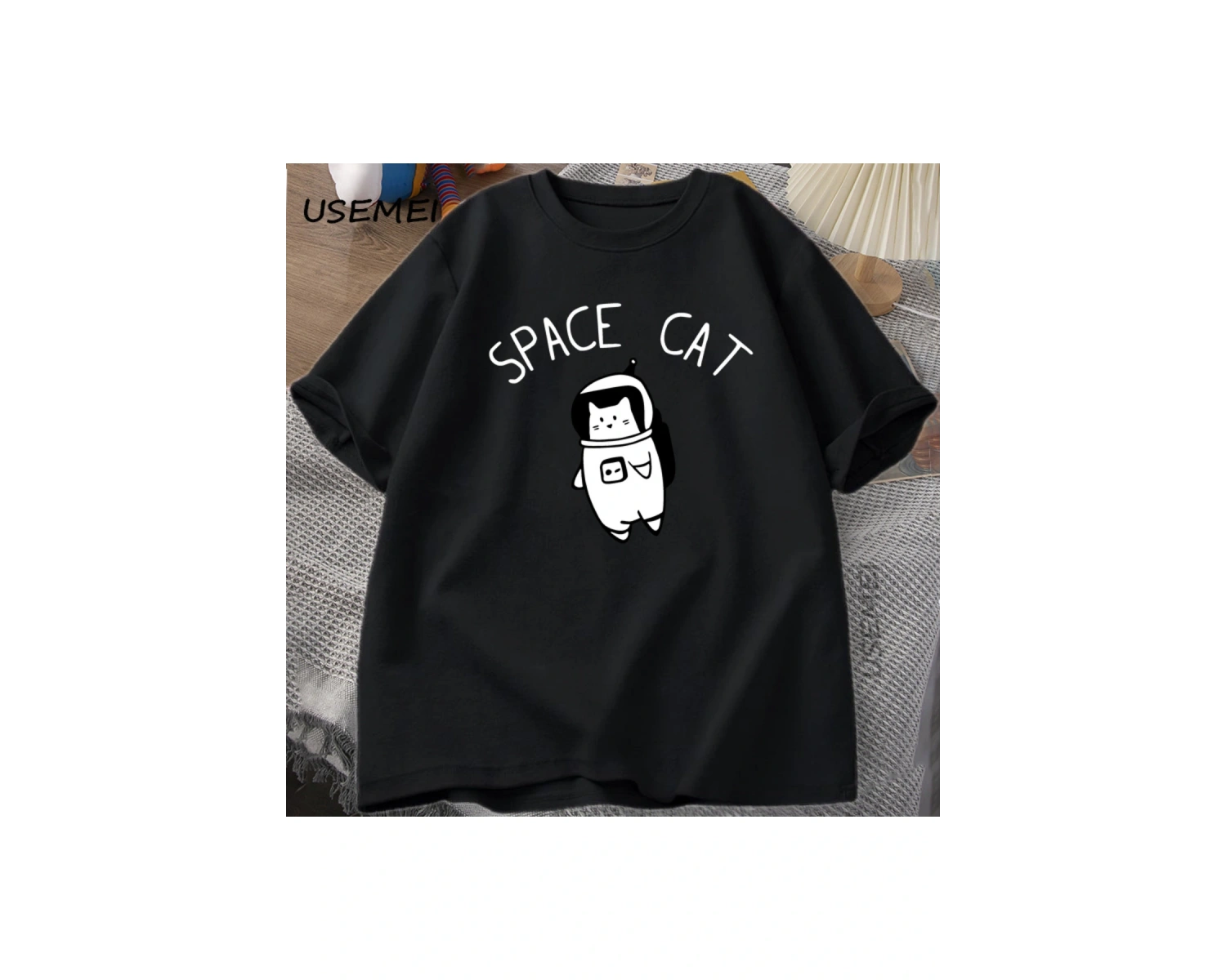 Uzay Kedi Tshirt Kediler Uzayda Komik T Shirt Pamuk Tee Giyim Yaratıcılık Kısa Kollu Moda Rah 2951