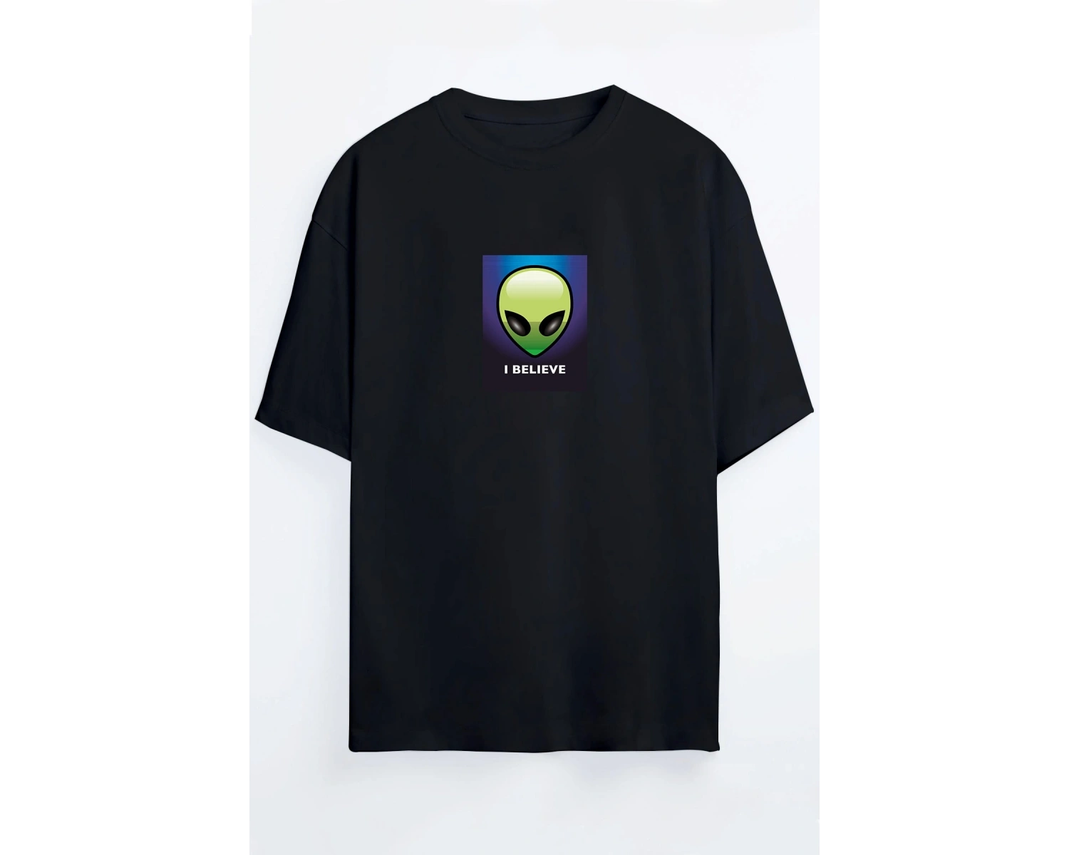 Uzaylı Baskılı Oversize Unisex T-shirt