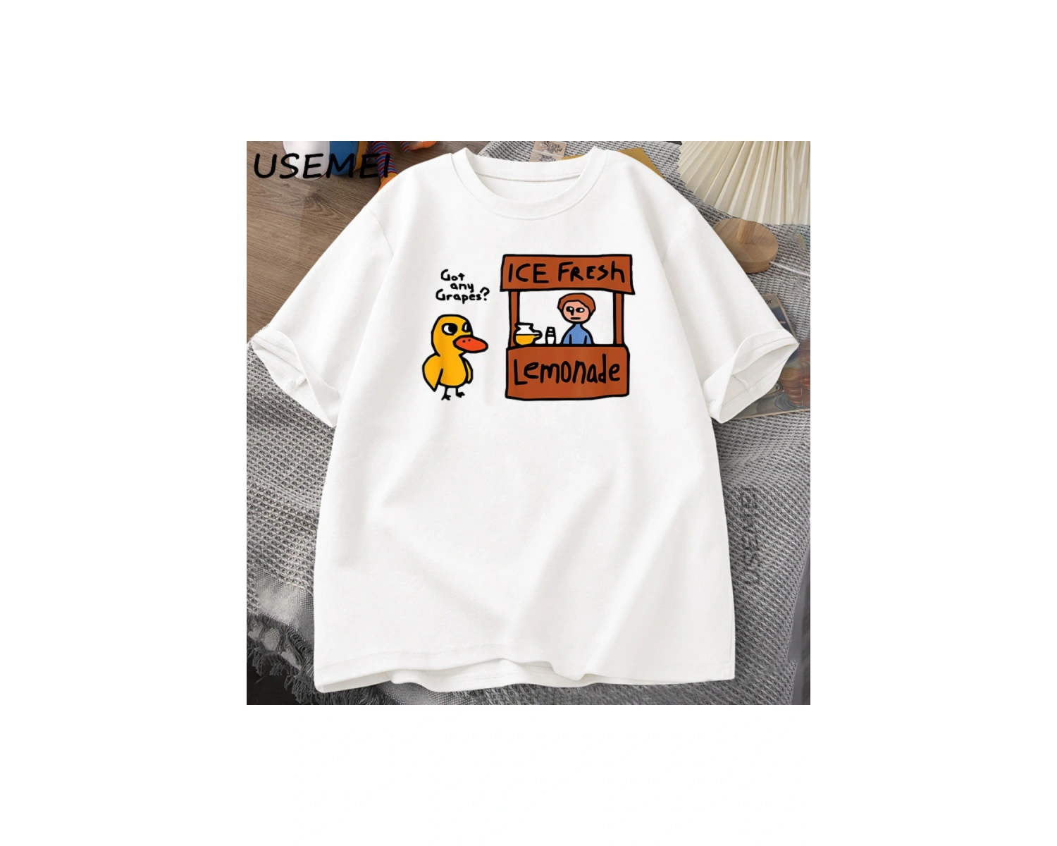 Üzüm Var TKomik Sevimli Ördek Şarkı Tshirt Rahat Yaz Erkek Kadın O-Boyun T Shirt Raha 2874