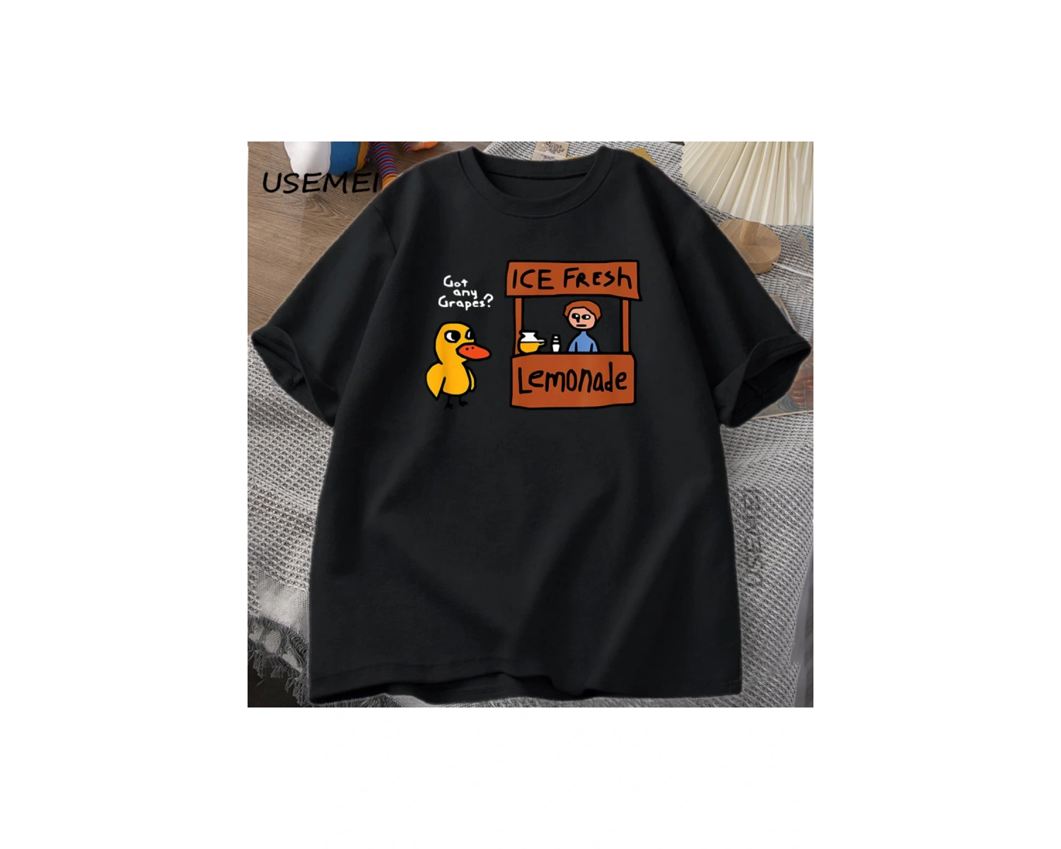 Üzüm Var TKomik Sevimli Ördek Şarkı Tshirt Rahat Yaz Erkek Kadın O-Boyun T Shirt Raha 2874