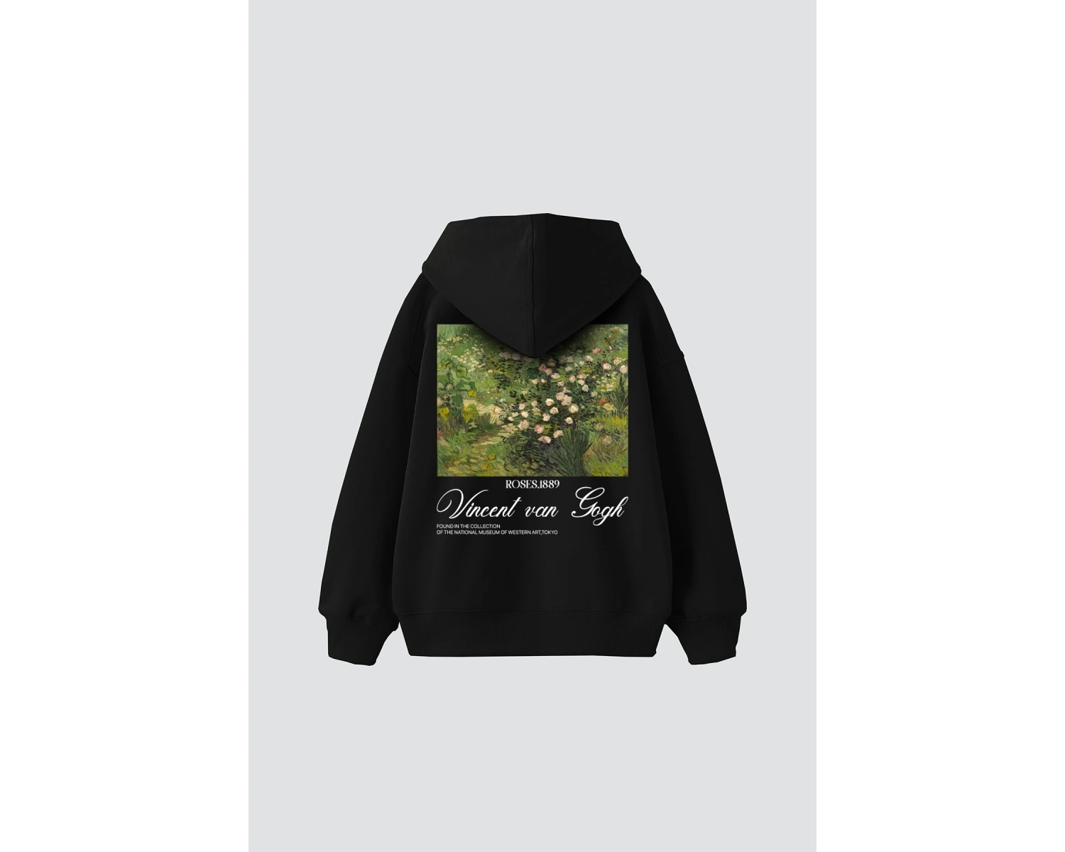 V. Van Gogh Roses Baskılı Oversize Unisex Siyah