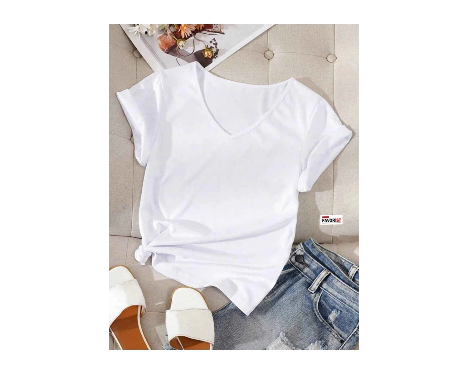 V Yaka (düz Desensiz) Basic Giy Çık Pamuklu