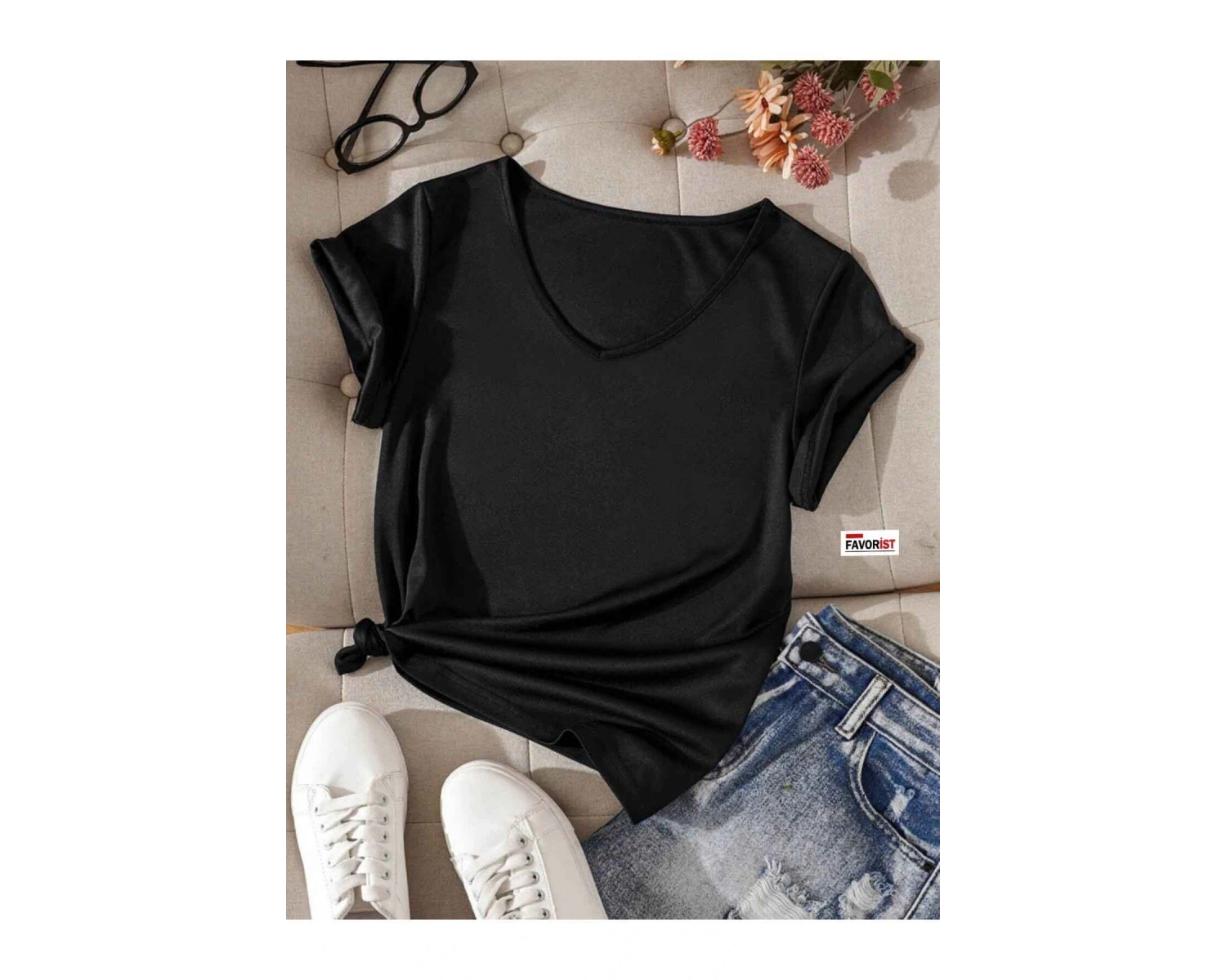 V Yaka (düz Desensiz) Basic Giy Çık Pamuklu