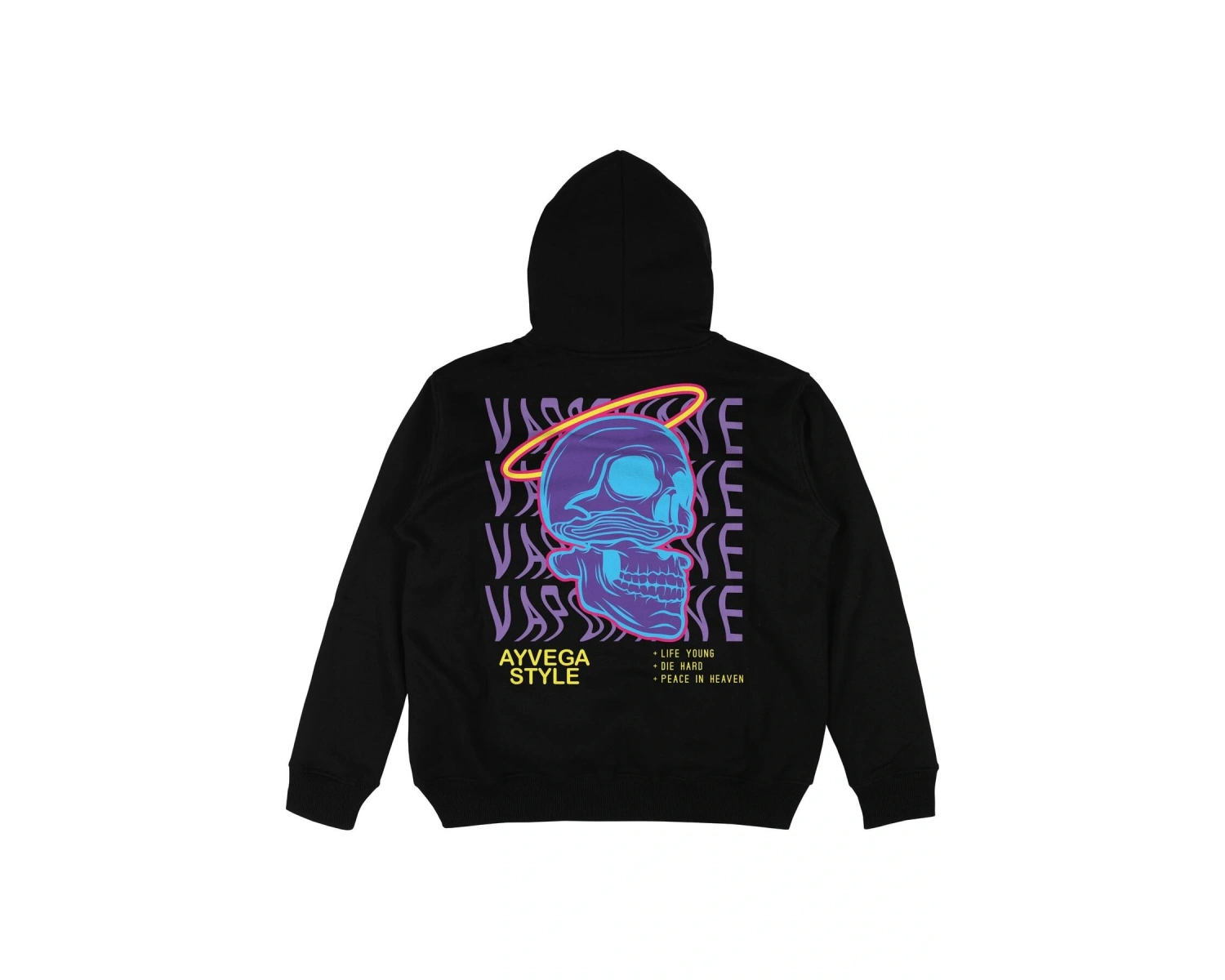 Vapoawave Siyah Oversize Unisex Kapüşonlu Sweatshirt Hoodie