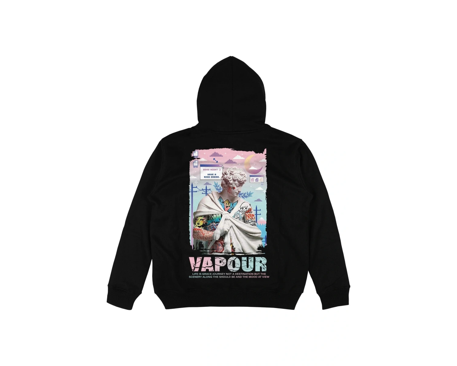 Vapour Oversize Unisex Kapüşonlu Sweatshirt Hoodie Beyaz