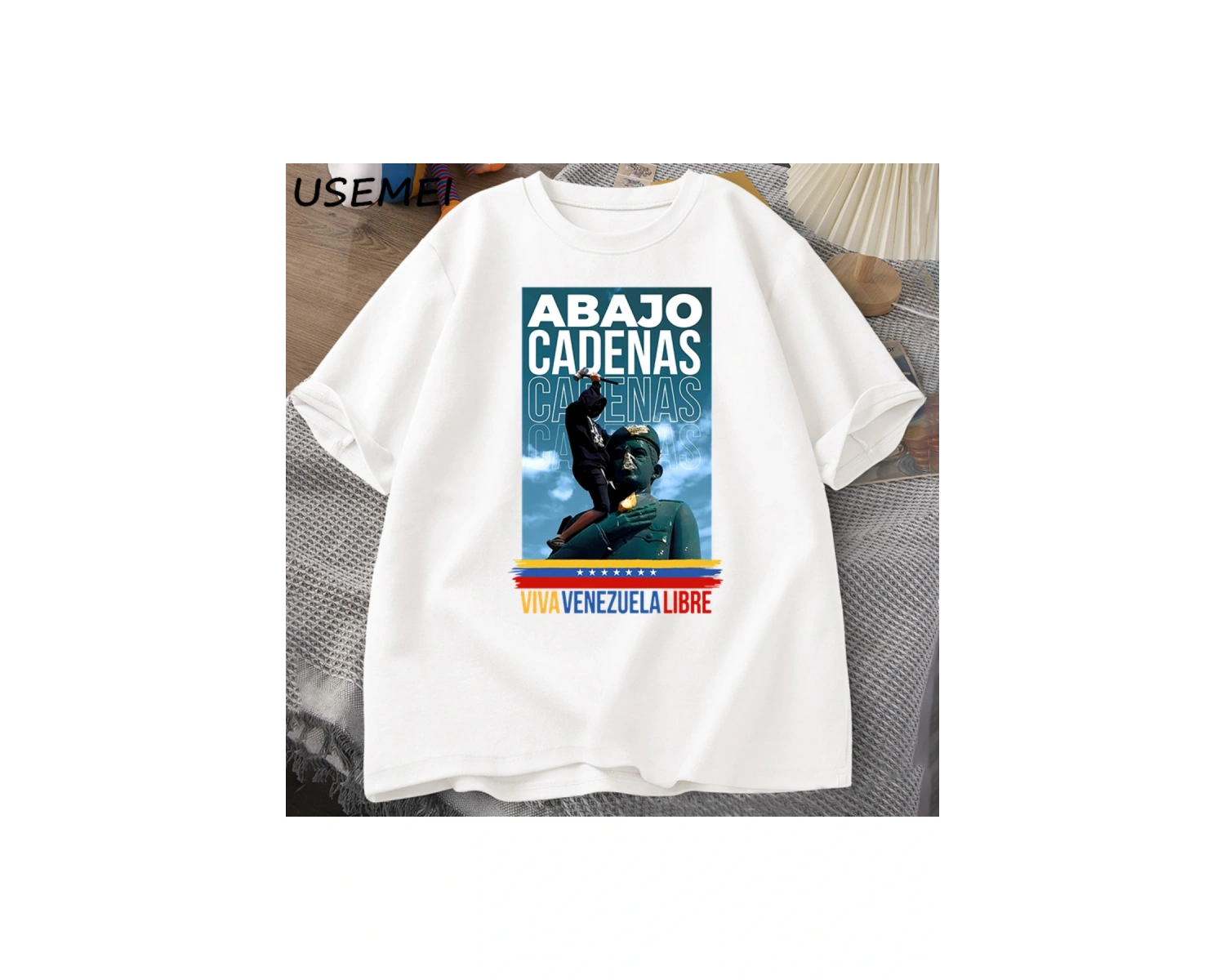 Venezuela Abajo Cadenas T-shirt Erkek Kadın Baskılı Tişörtleri Unisex Yuvarlak Boyun Pamuk T 2946