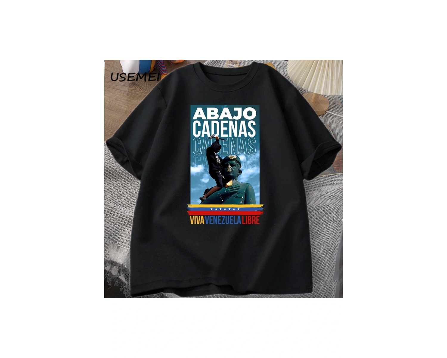 Venezuela Abajo Cadenas T-shirt Erkek Kadın Baskılı Tişörtleri Unisex Yuvarlak Boyun Pamuk T 2946