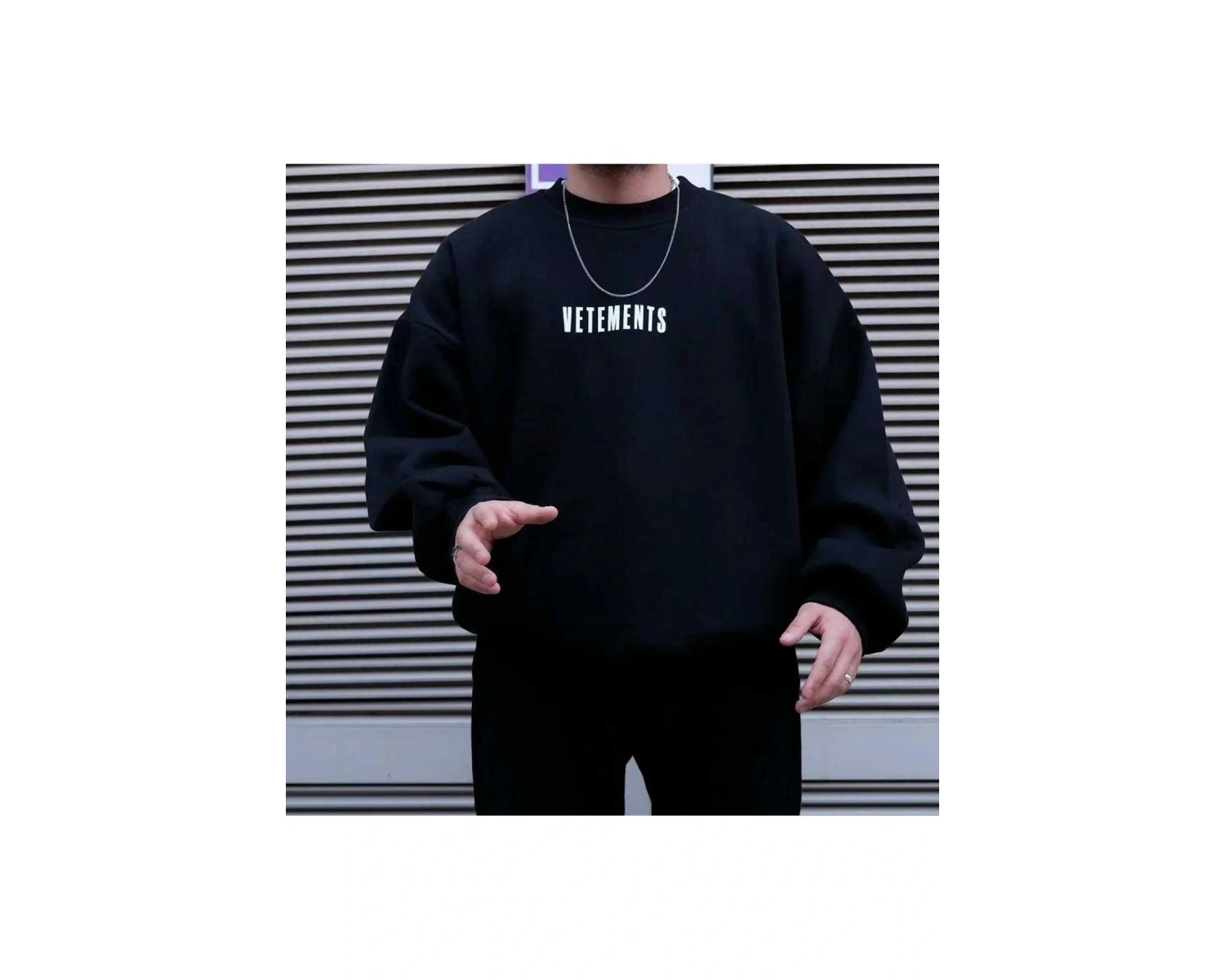 Vetements Renkli Oversize Bisiklet Yaka Pamuklu Sweatshirt Beyaz