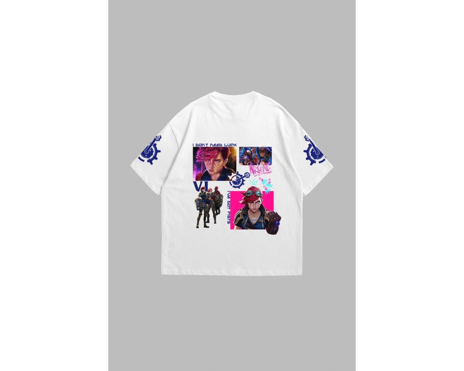 VI Arcane Baskılı Oversize Unisex Beyaz