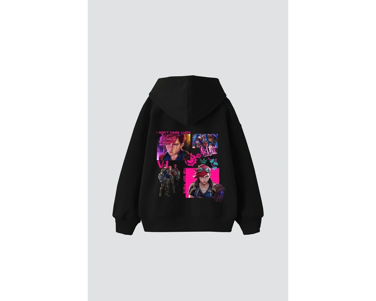 VI Arcane Baskılı Oversize Unisex Siyah