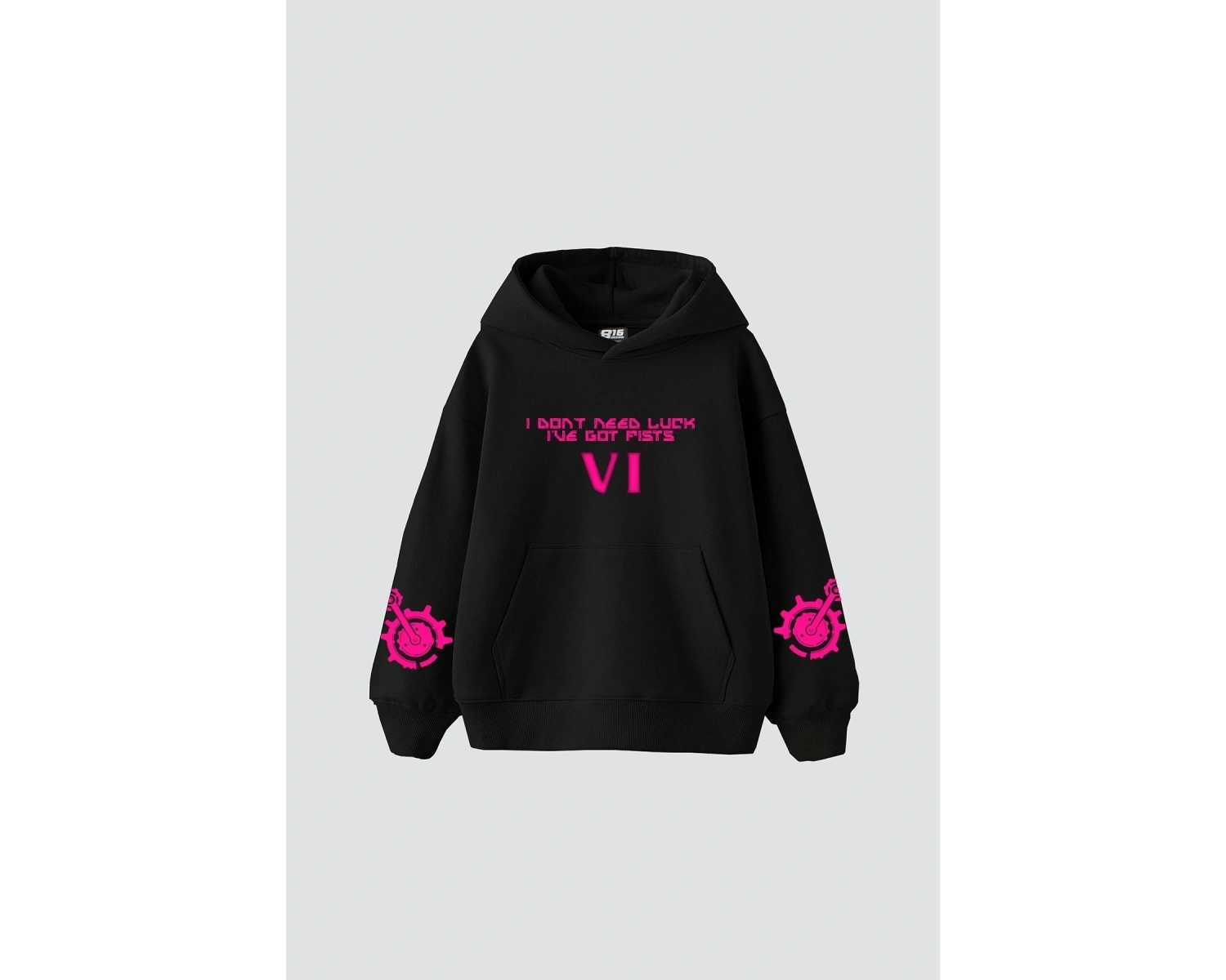 VI Arcane Baskılı Oversize Unisex Siyah