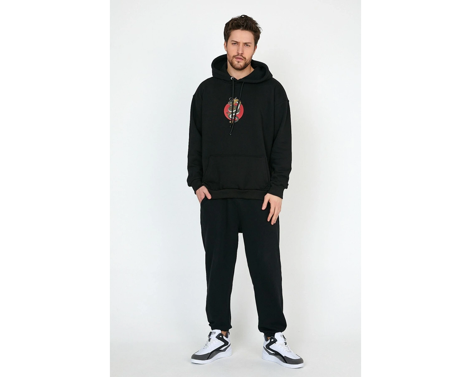 Victory or Death Siyah Oversize Unisex Kapüşonlu Sweatshirt Hoodie