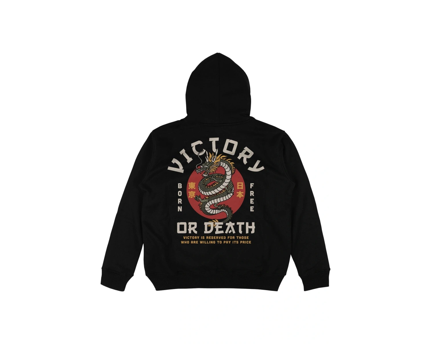 Victory or Death Siyah Oversize Unisex Kapüşonlu Sweatshirt Hoodie
