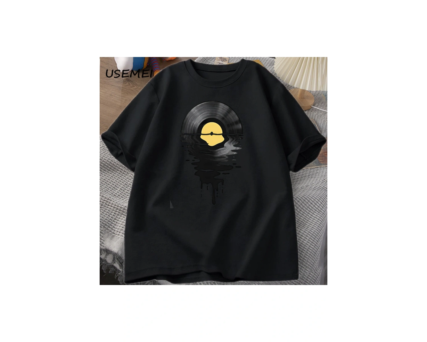 Vinil Kayıt T Shirt Vinil Serin Gün Batımı Vintage Müzik Sevgilisi Tee Tshirt DJ Müzik Öğretm 2866