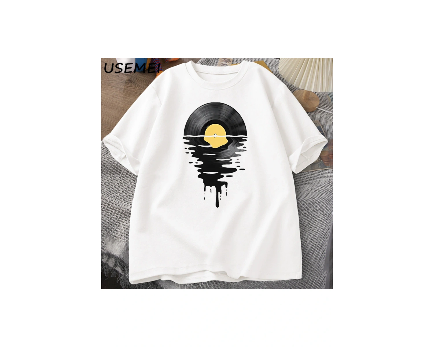 Vinil Kayıt T Shirt Vinil Serin Gün Batımı Vintage Müzik Sevgilisi Tee Tshirt DJ Müzik Öğretm 2866