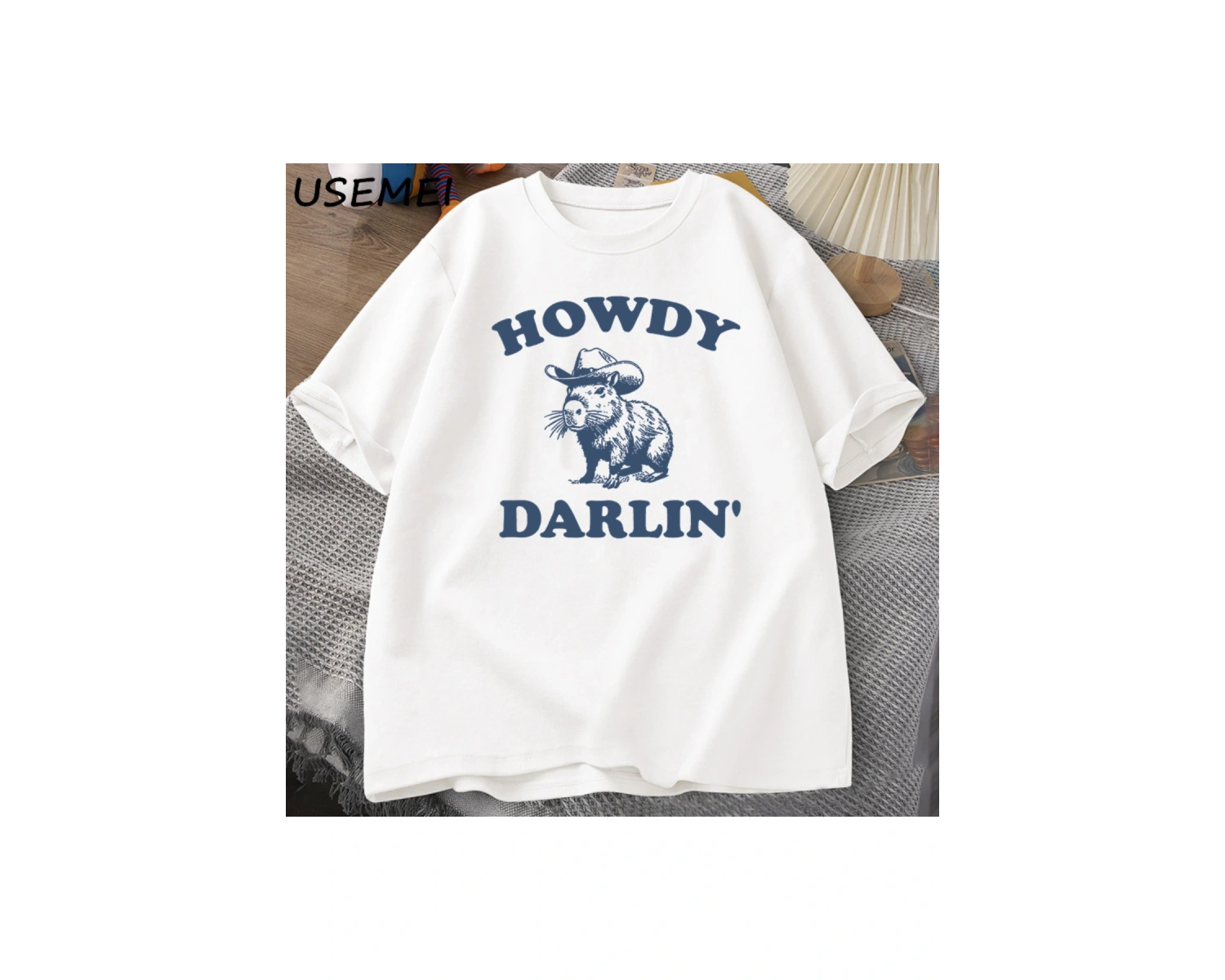 Vintage 90s Komik Kapibara T Shirt Kadın Retro Y2k Estetik Sevimli Howdy Darlin T-Shirt Komik 3030