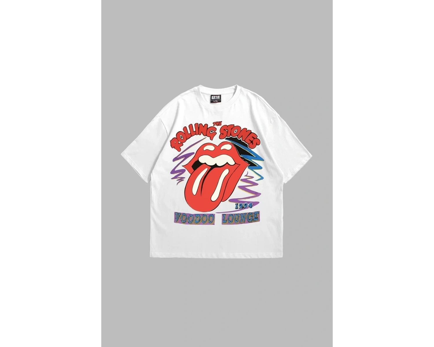 Voodoo Lounge Baskılı Oversize Unisex Beyaz