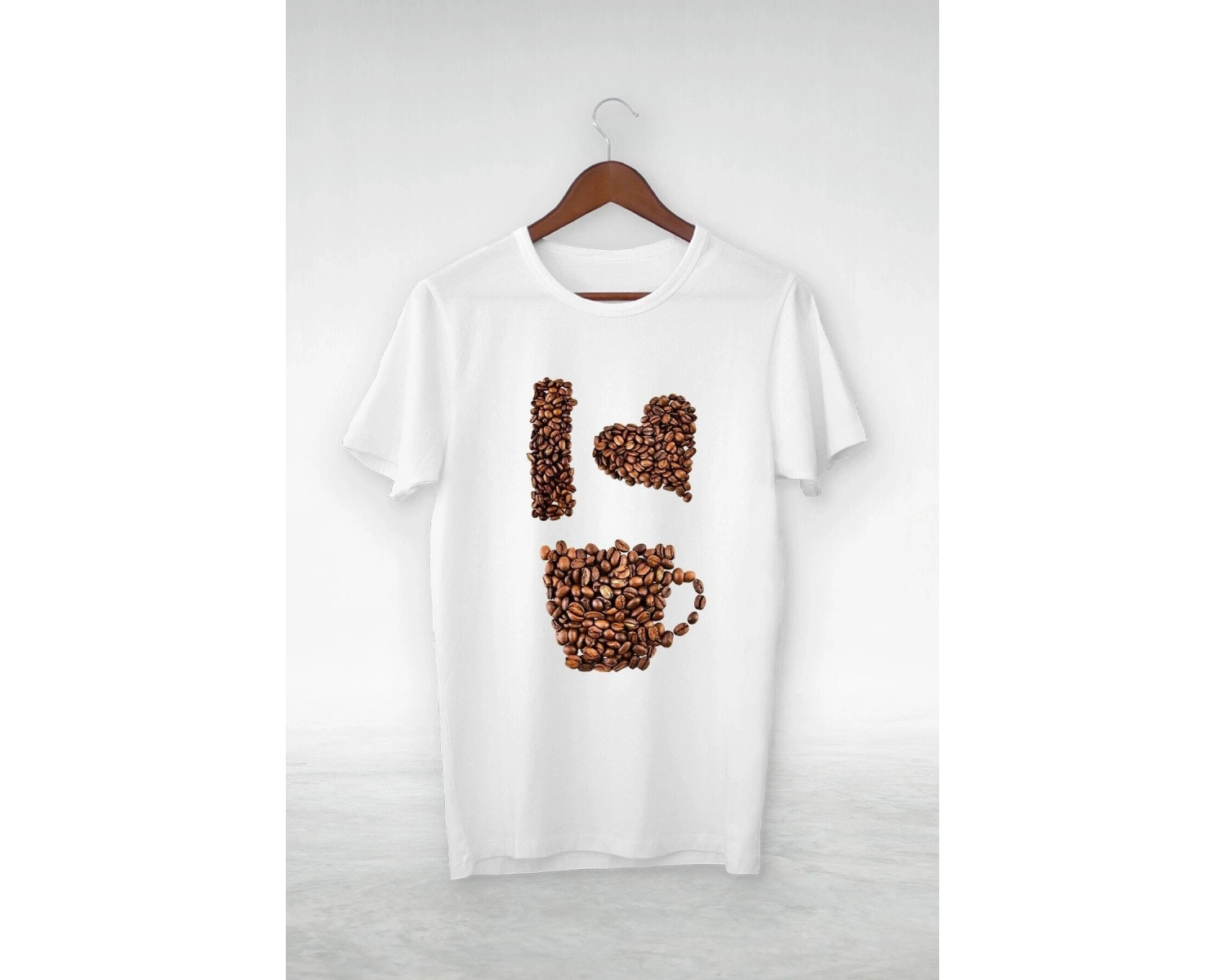 Vtshirt Beyaz -unisex -ı Love Coffe2-ıllustrasyon Çizim- Y-062