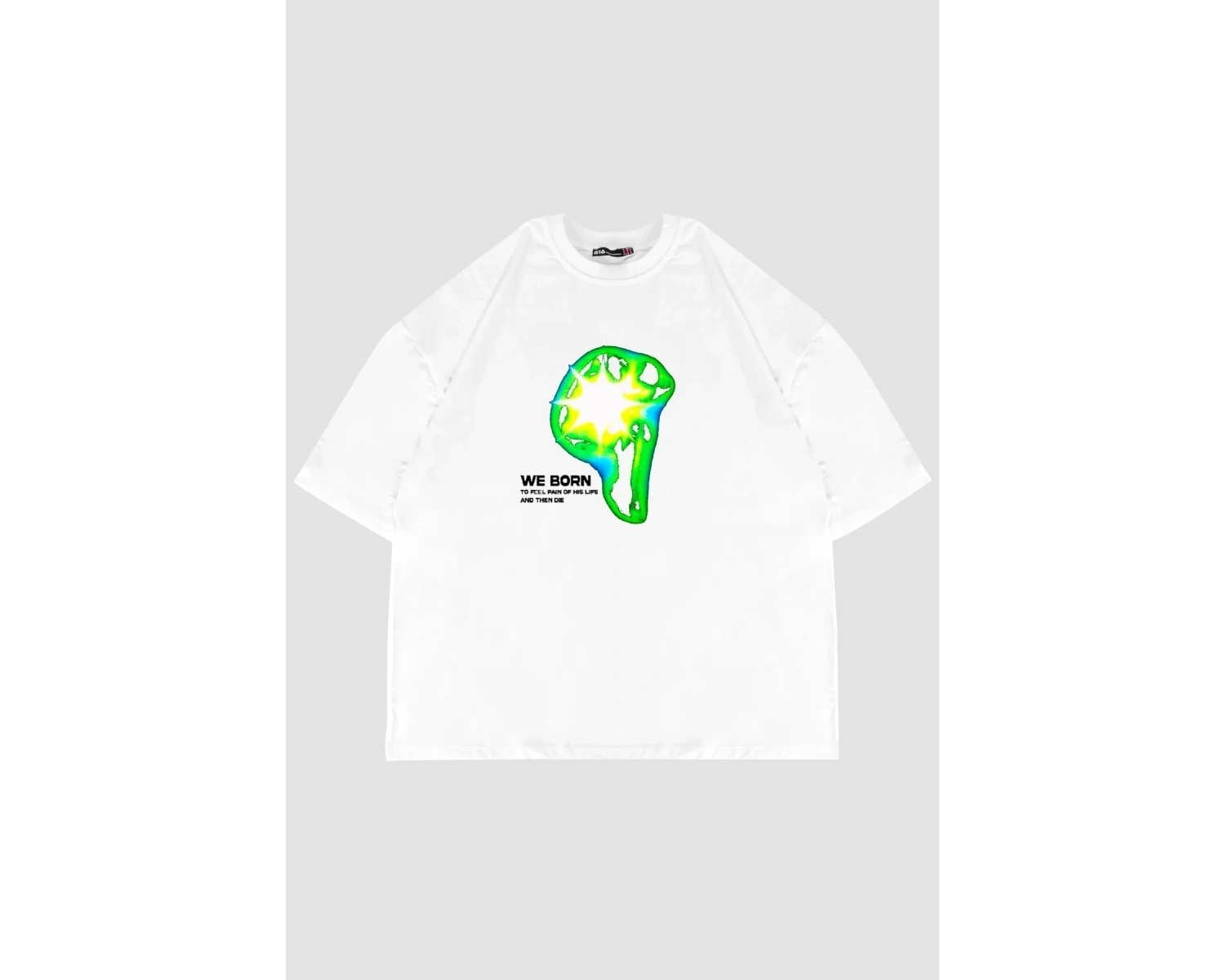 WE BORN Baskılı Beyaz Oversize Unisex