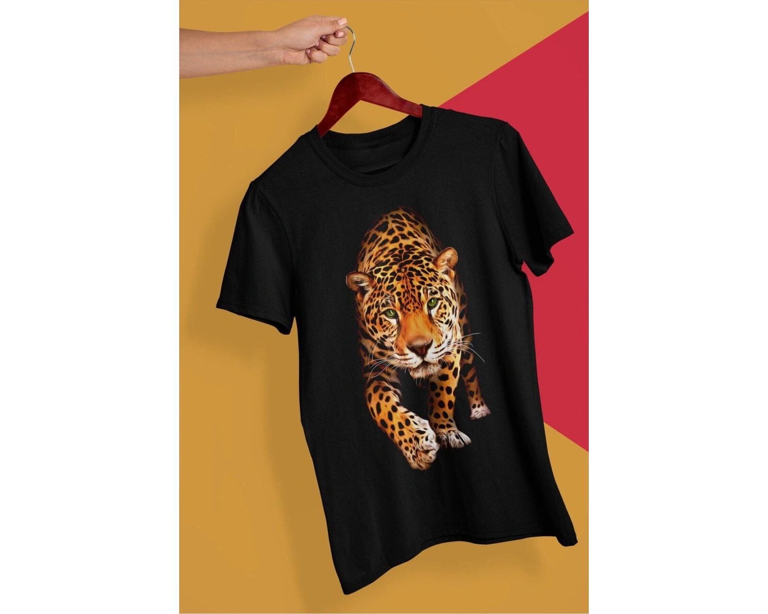 Wed Unisex %100 Pamuk Siyah, Rahat Kalıp, Asi 3d Görünümlü Kaplan, Tiger T-shirt