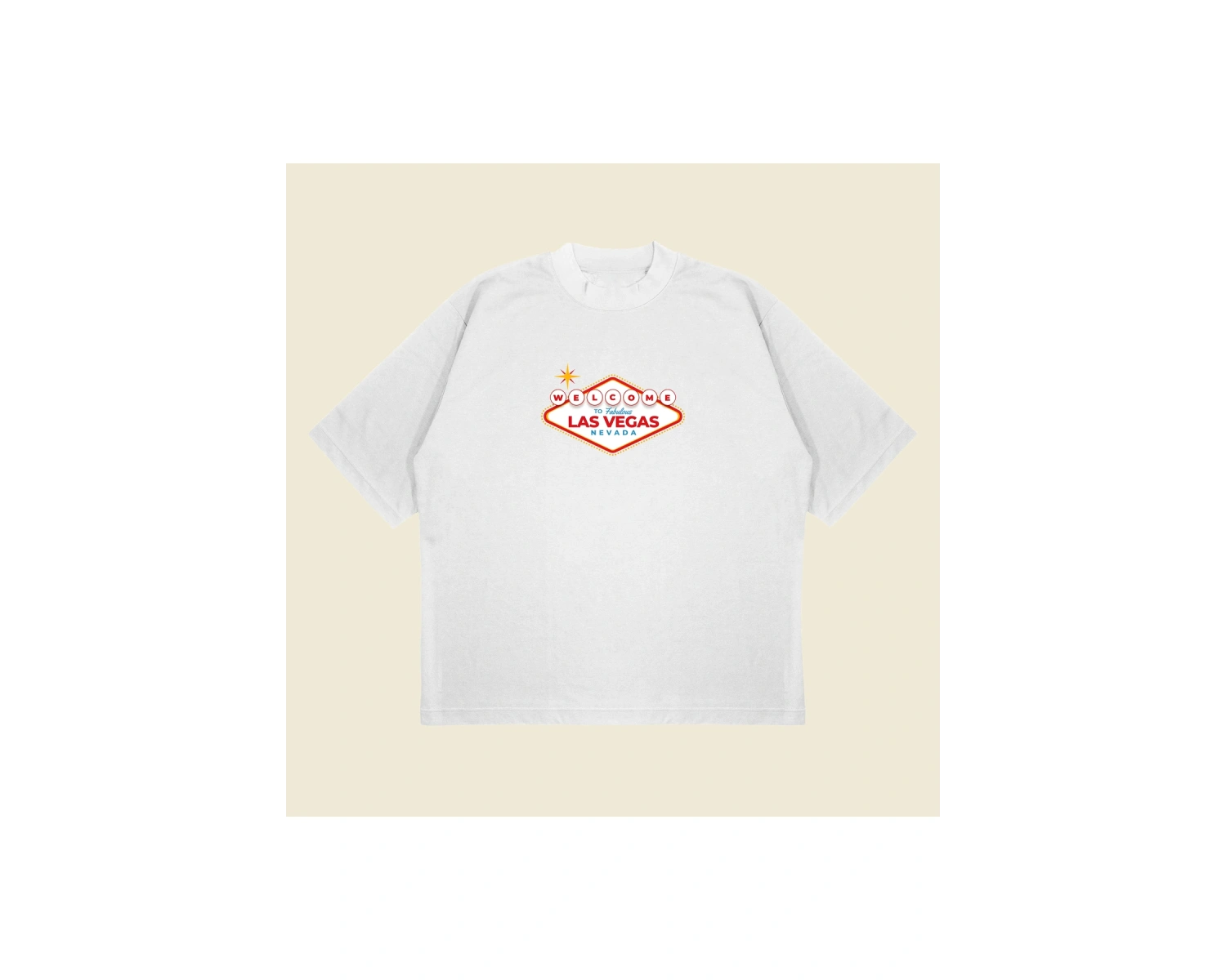 Welcome Las Vegas Baskılı Oversize Unisex Pamuklu Nefes Alan Kalın Kumaşlı