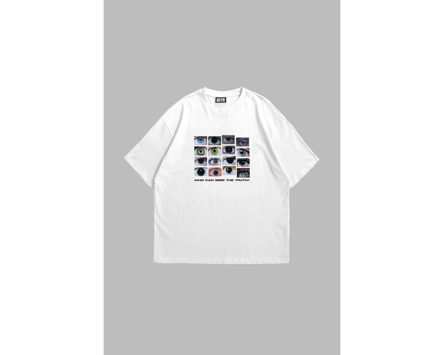 Who Can See Baskılı Oversize Unisex Beyaz