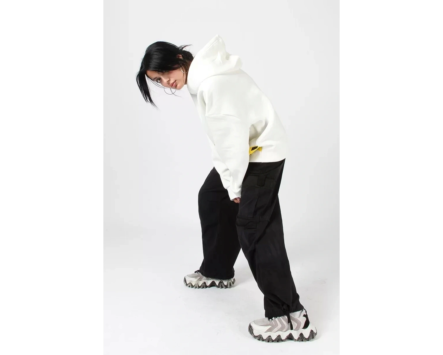 Why Not Baskılı Beyaz Oversize Unisex Kapüşonlu