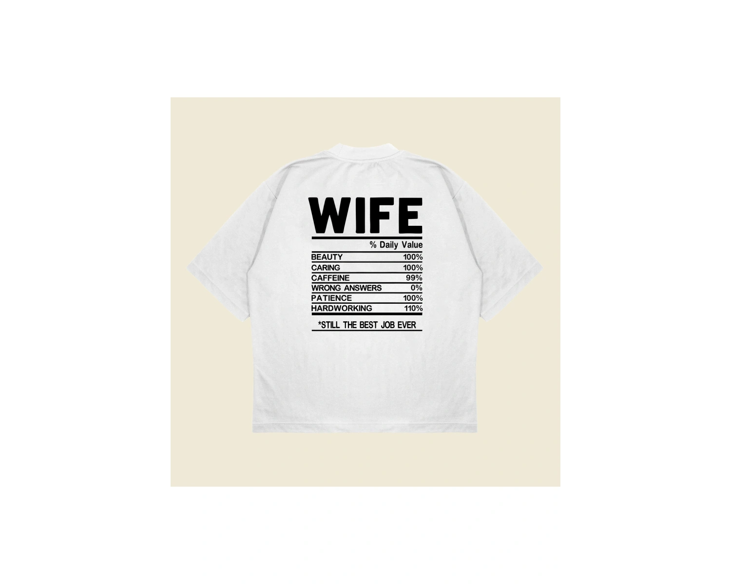 Wife Baskılı Oversize Unisex Pamuklu Nefes Alan Kalın Kumaşlı