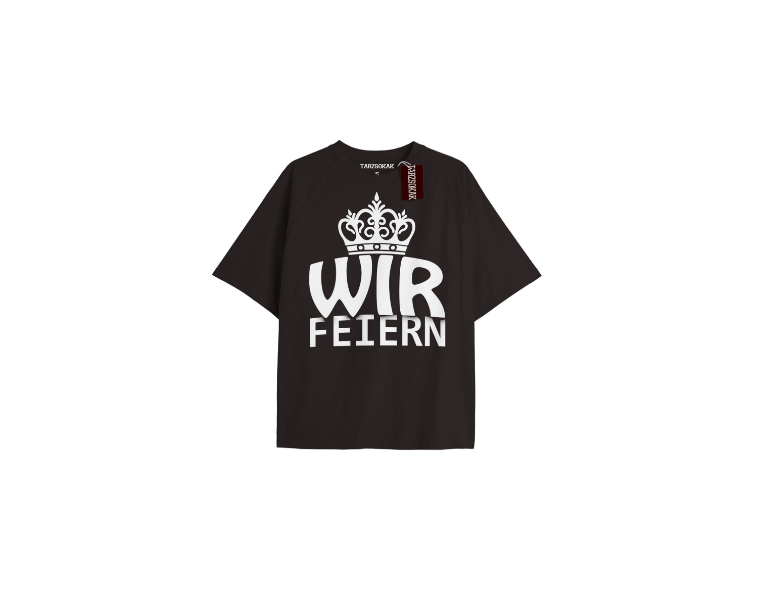 WIR FEIERN Unisex Oversize Yazılı Tshirt SİYAH