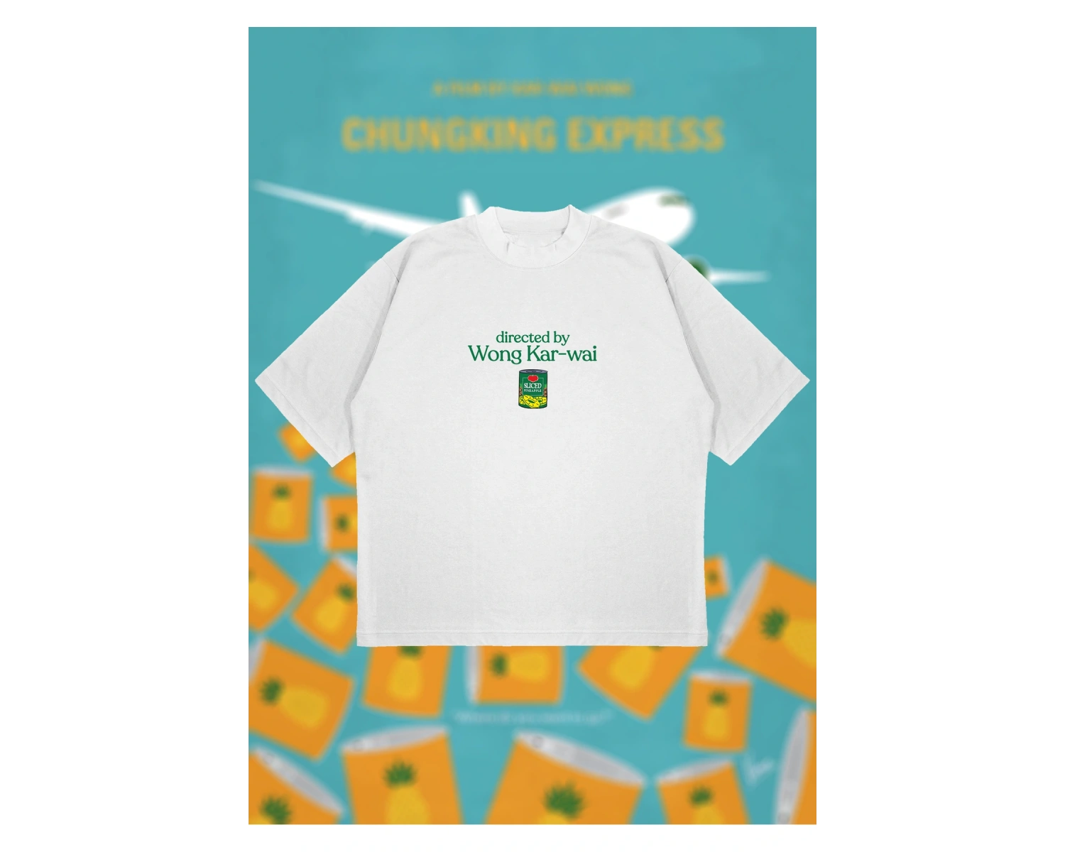 Wong Kar-wai Baskılı Oversize Unisex Pamuklu Nefes Alan Kalın Kumaşlı