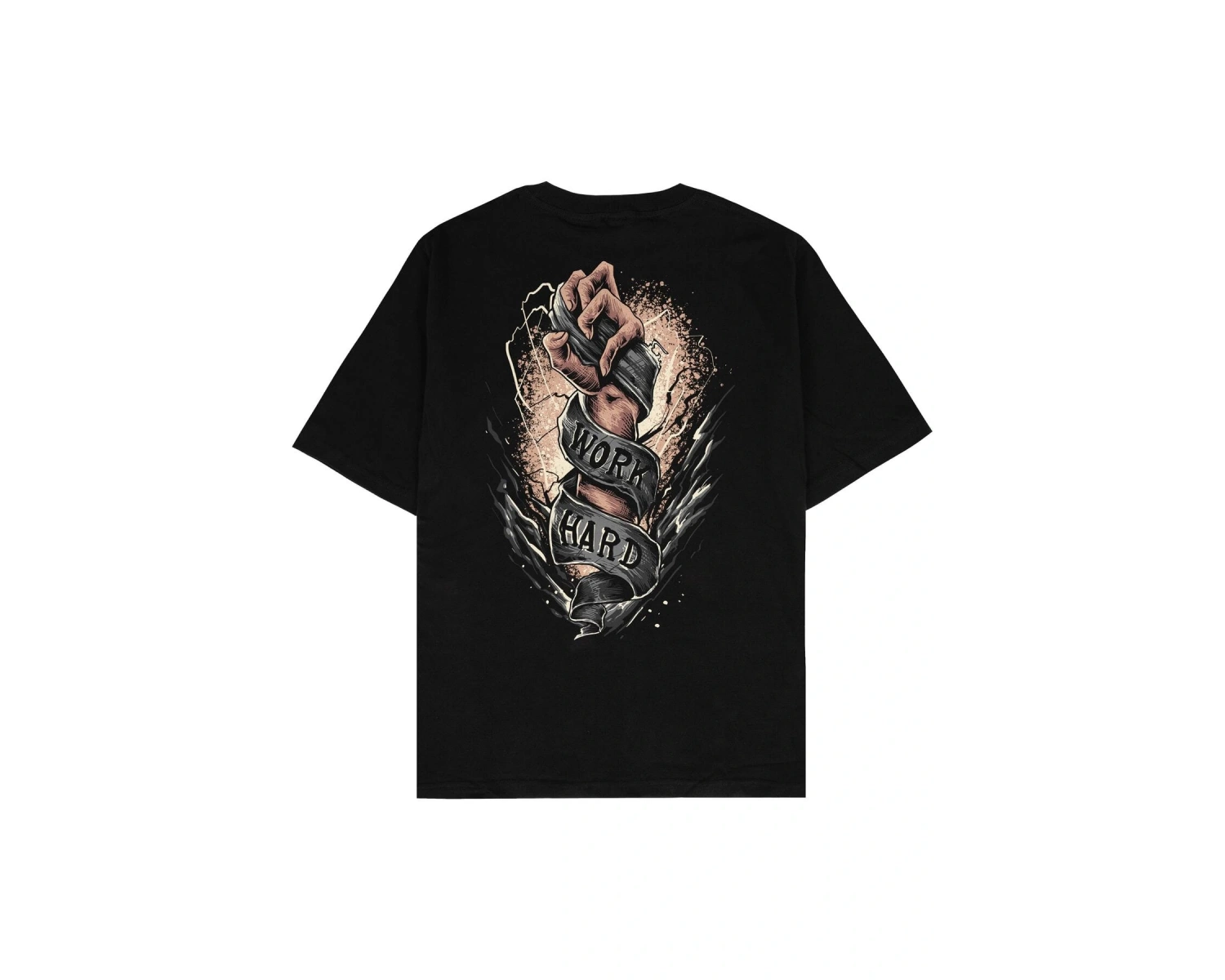 Work Hard Siyah Oversize Unisex T-shirt