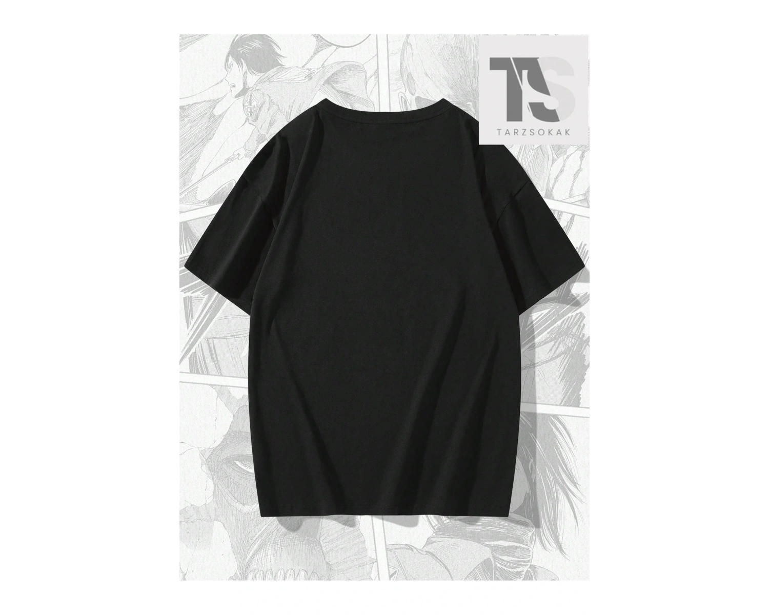 X Attack on Titan Erkek Figürü ve Japon Harfli Grafik Tişört