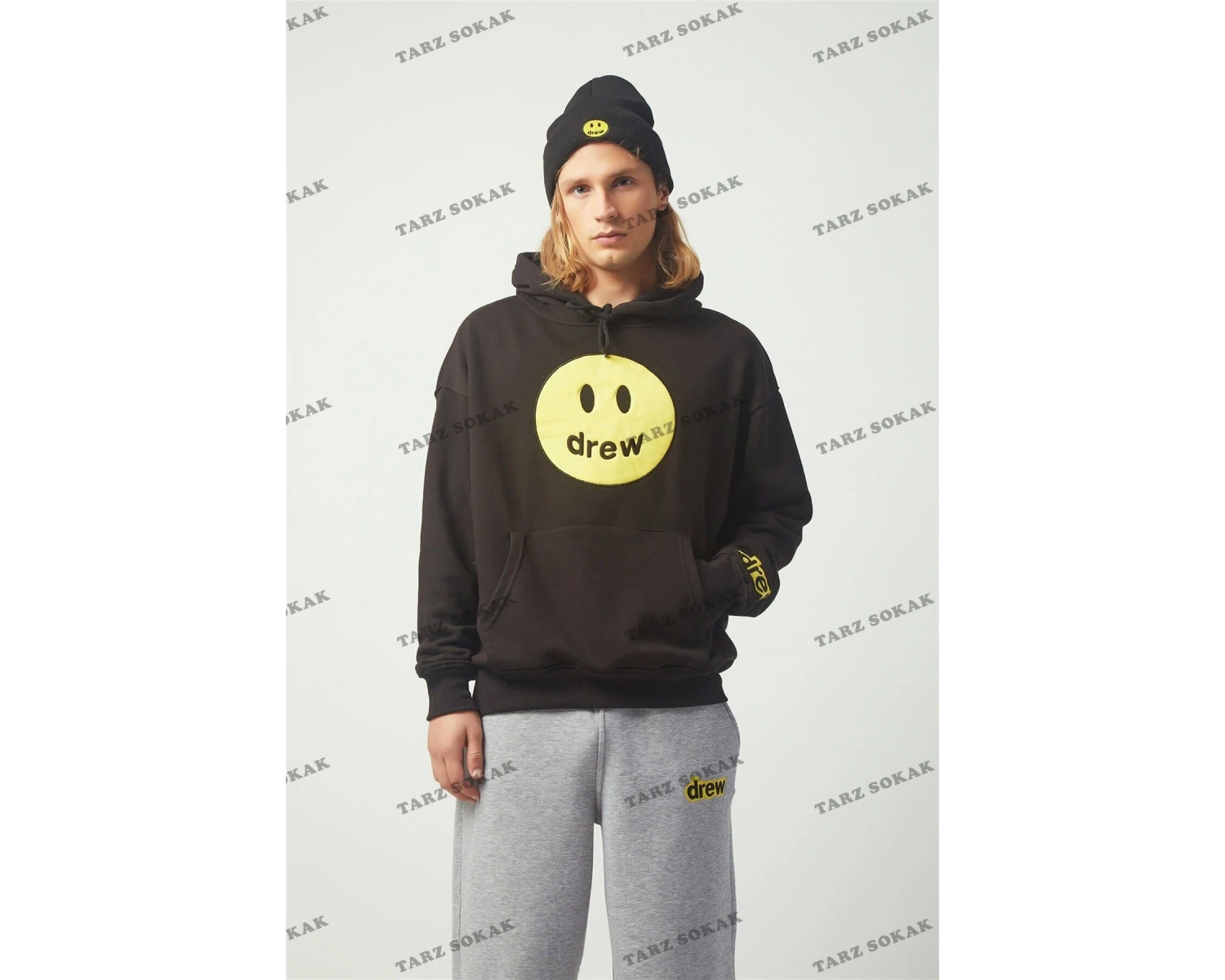 Y2K Drew Oversıze Sweatshirt Hoodie Siyah KOD 2066