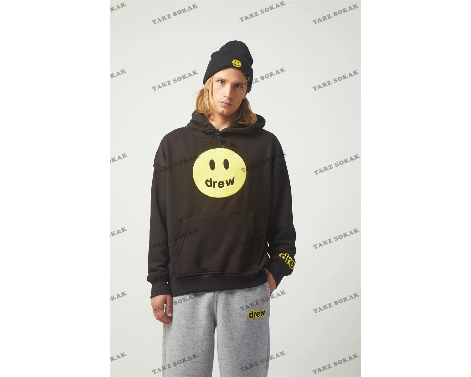 Y2K Drew Oversıze Sweatshirt Hoodie Siyah KOD 2066