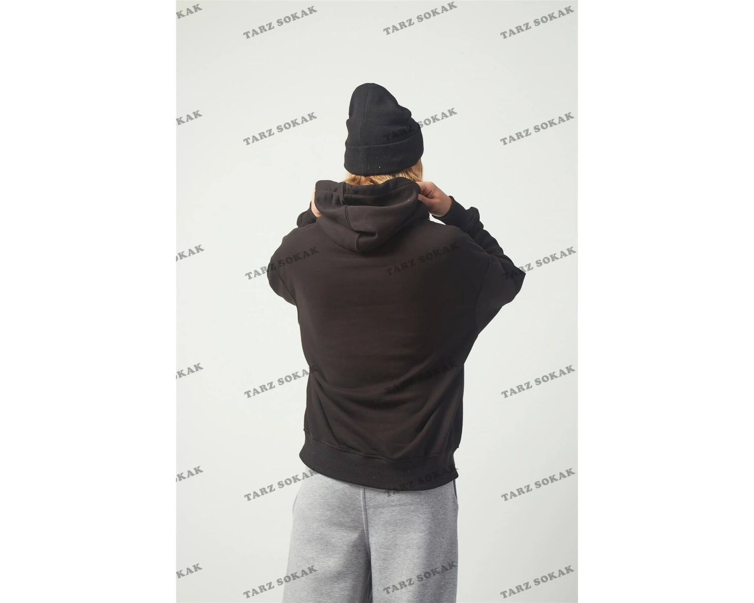 Y2K Drew Oversıze Sweatshirt Hoodie Siyah KOD 2066