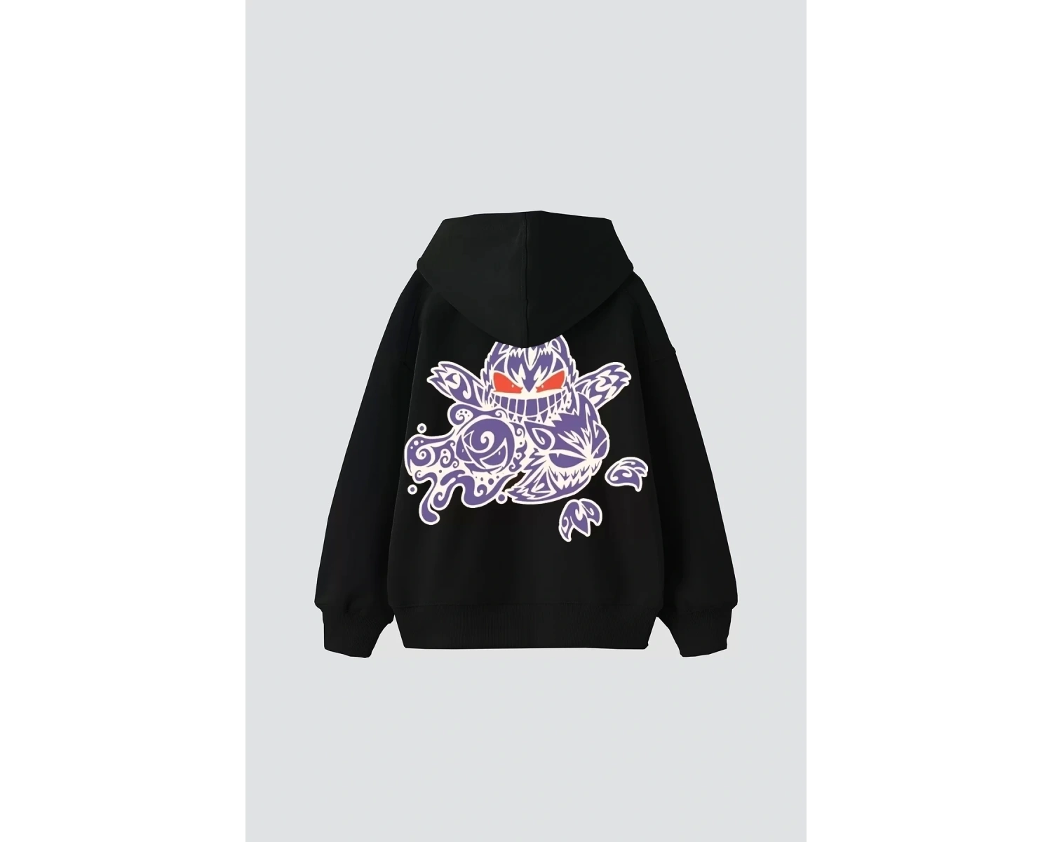 y2K Gengar Sırt Baskılı Oversize Unisex Beyaz