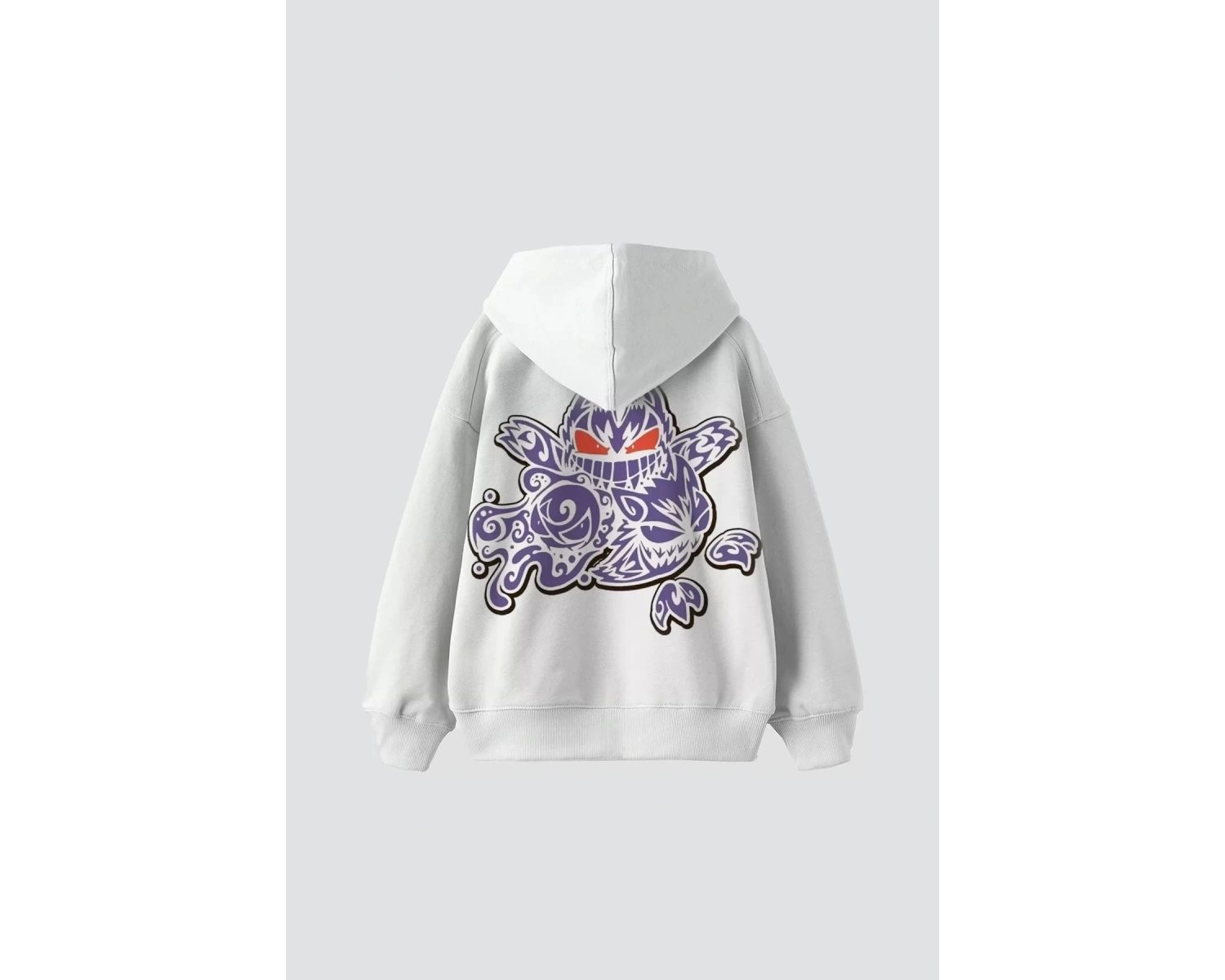 y2K Gengar Sırt Baskılı Oversize Unisex Beyaz