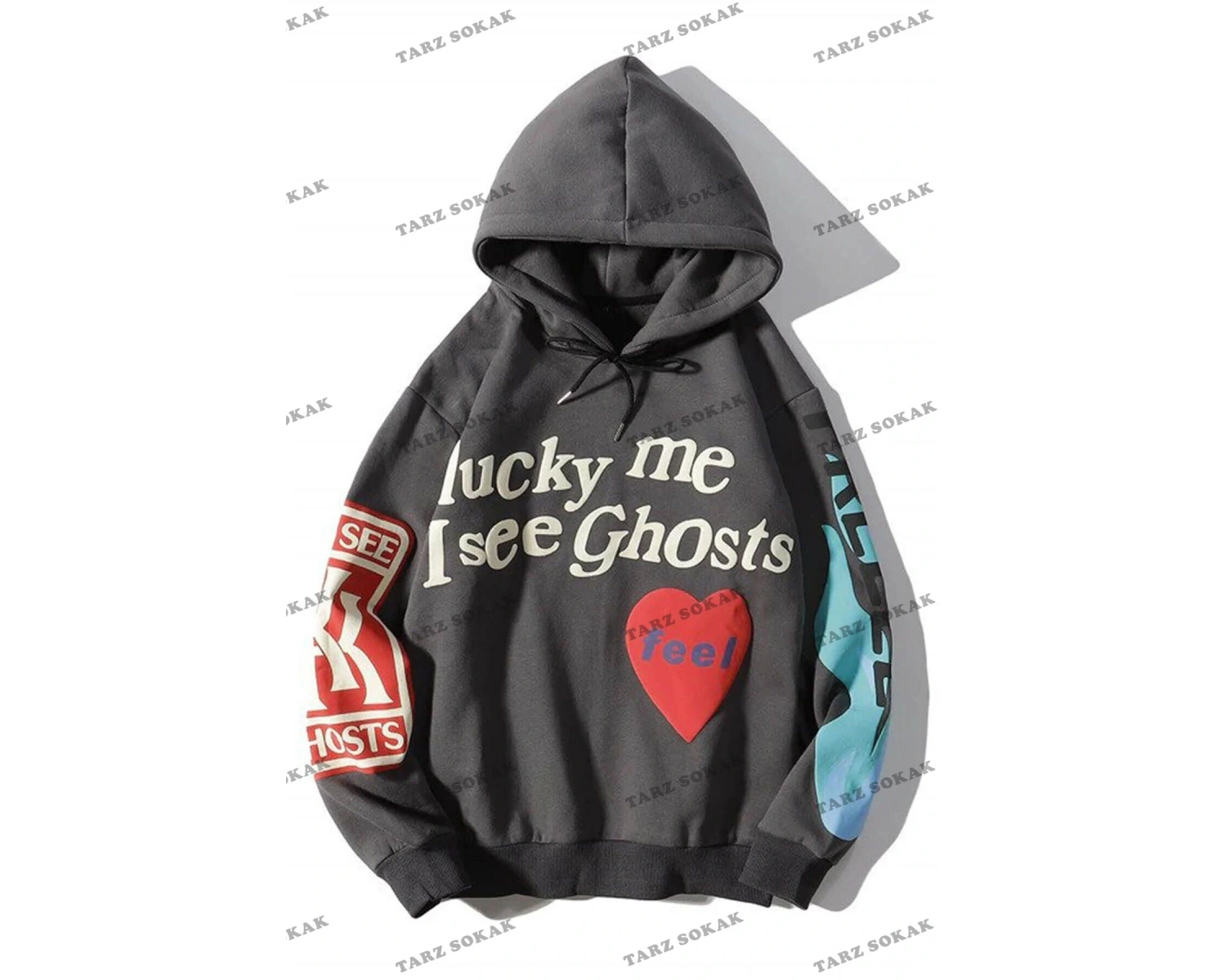 Y2K Kanye Oversıze Sweatshirt Hoodie Antasit KOD 2063 Gri