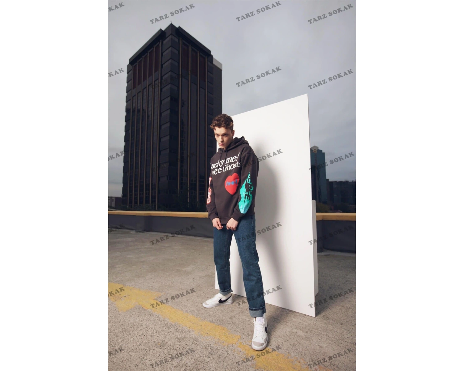 Y2K Kanye Oversıze Sweatshirt Hoodie Antasit KOD 2063 Gri