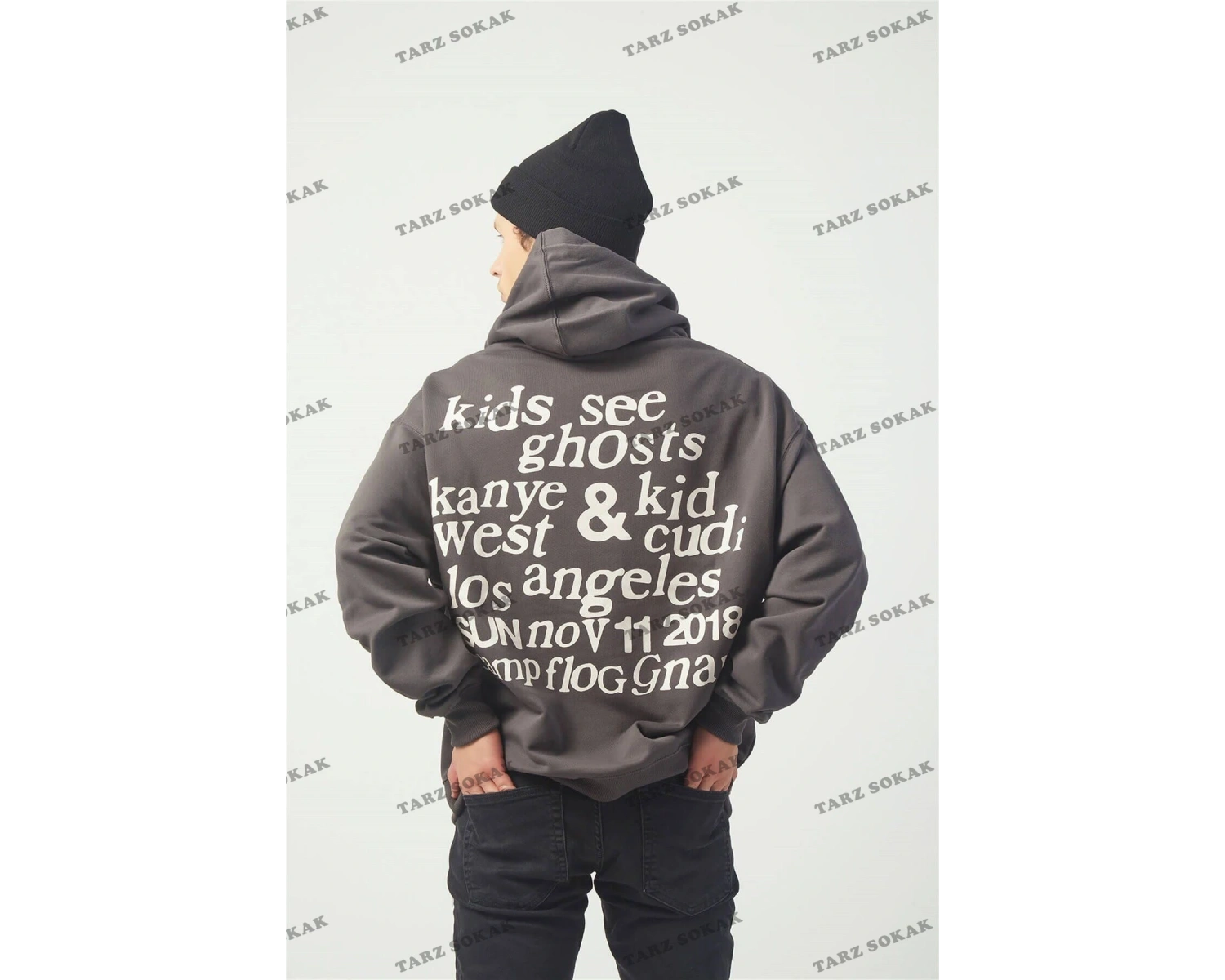 Y2K Ksg Oversıze Sweatshirt Hoodie Koyugrı KOD 2067 Gri