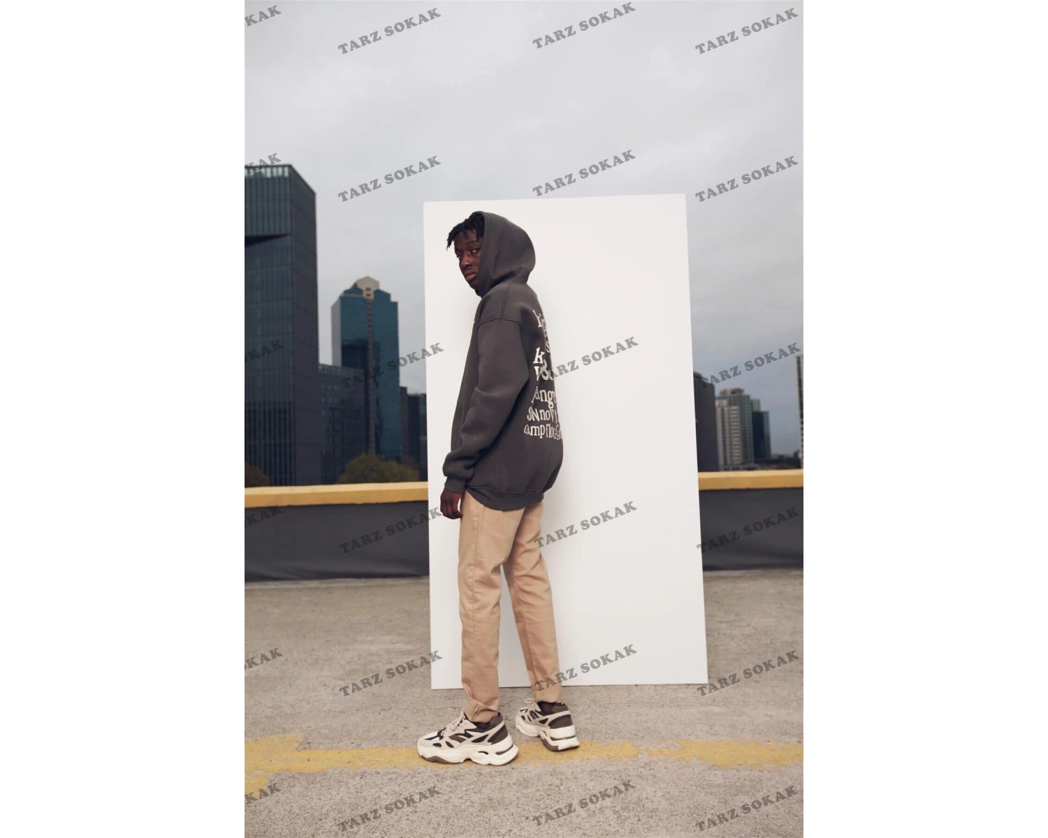 Y2K Ksg Oversıze Sweatshirt Hoodie Koyugrı KOD 2067 Gri