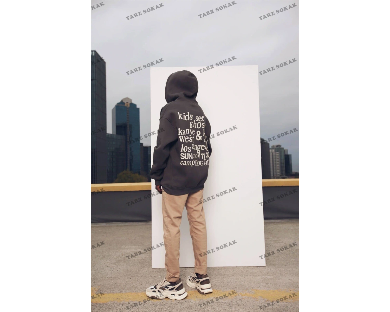 Y2K Ksg Oversıze Sweatshirt Hoodie Koyugrı KOD 2067 Gri