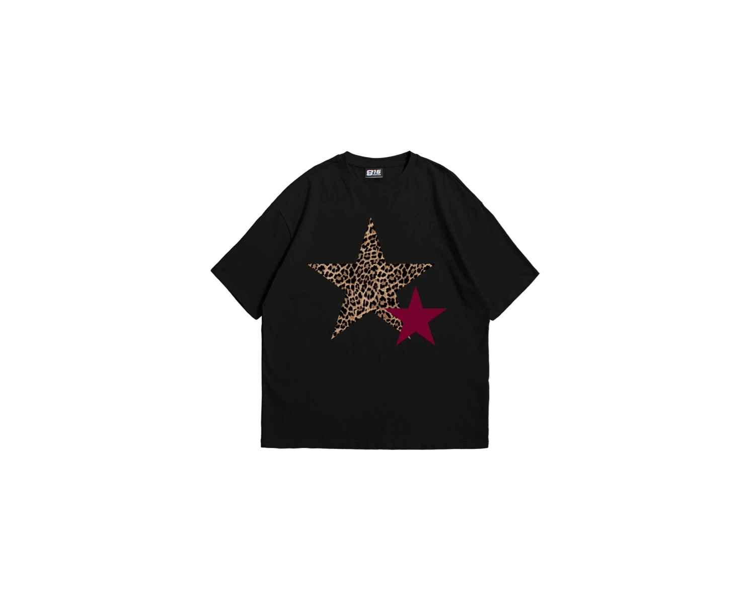 Y2k Leopar Starz Baskılı Oversize Unisex Beyaz