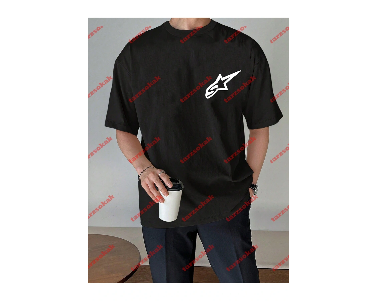 Y2k Starz Baskılı Oversize Unisex Kısa kollu bisiklet yaka t-shirt