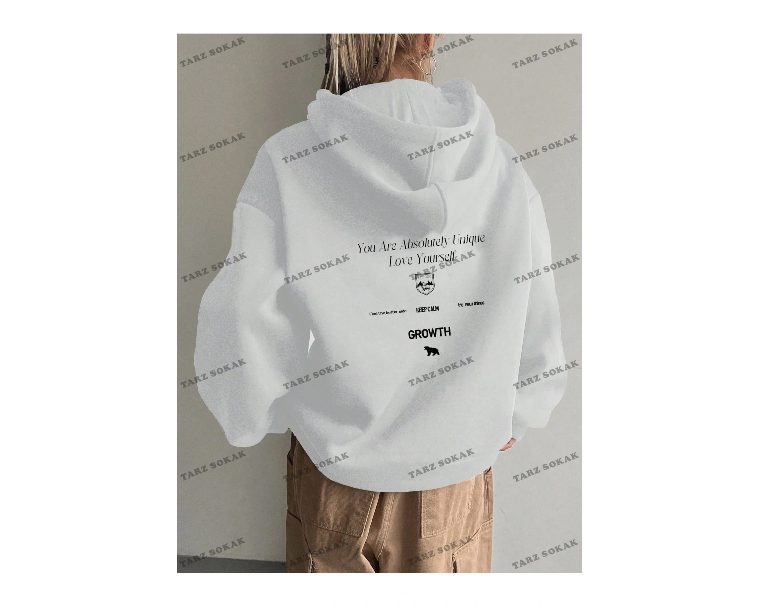 Y2K TREND SEZON BAY UNİSEX RETRO SWEATSHIRT KAPŞONLU KOD 1853 Beyaz