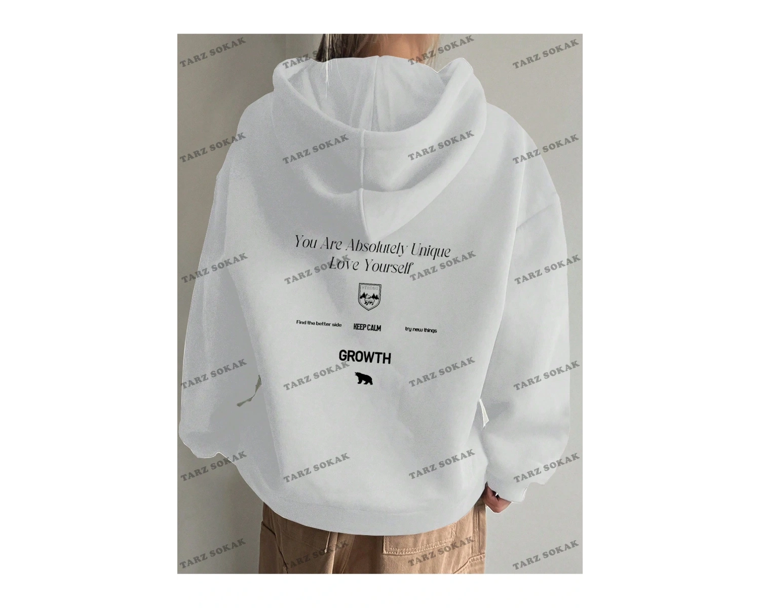 Y2K TREND SEZON BAY UNİSEX RETRO SWEATSHIRT KAPŞONLU KOD 1853 Beyaz