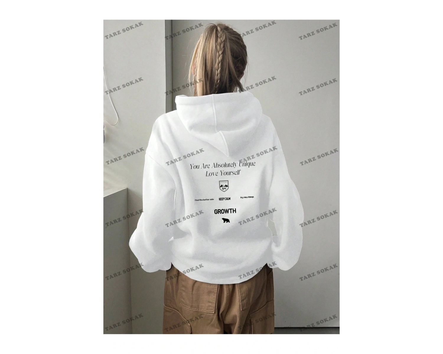 Y2K TREND SEZON BAY UNİSEX RETRO SWEATSHIRT KAPŞONLU KOD 1853 Beyaz