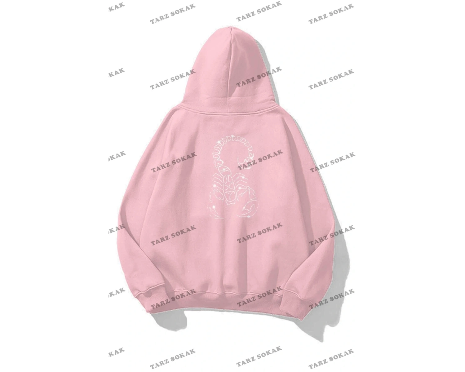 Y2K Unisex Akrep Taş Görünümlü Baskılı Sweatshirt KOD 1597 Pembe